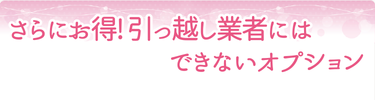 さらにお得! 引っ越し業者にはできないオプション